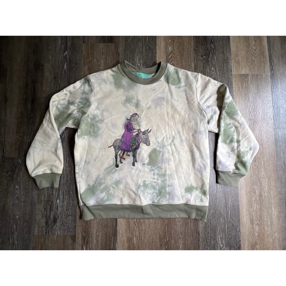 Whysocerealz! Sweatshirt Men Medium Green Tie Dye Donkey Graphic Crewneck